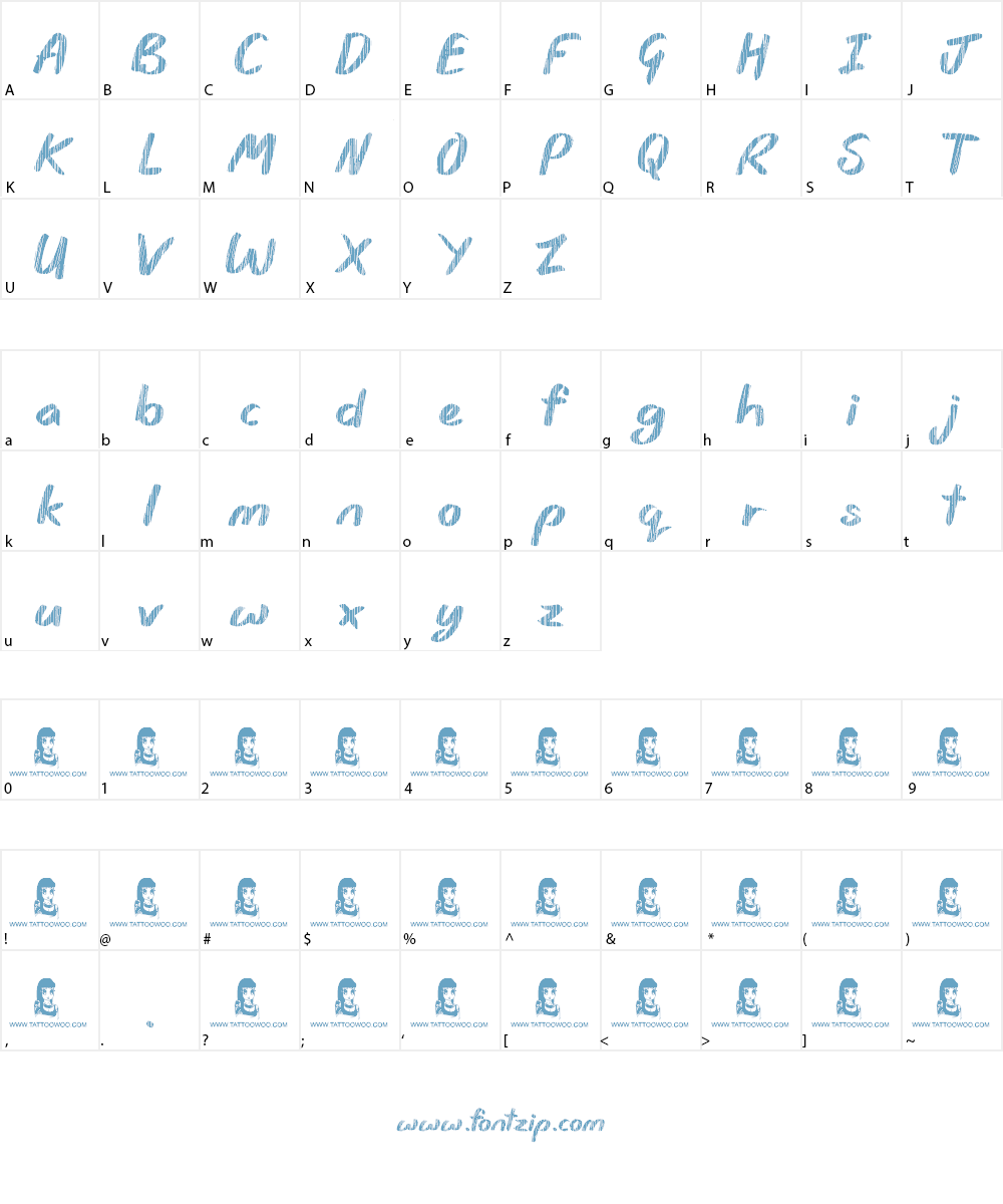 Rain Shower Font Character